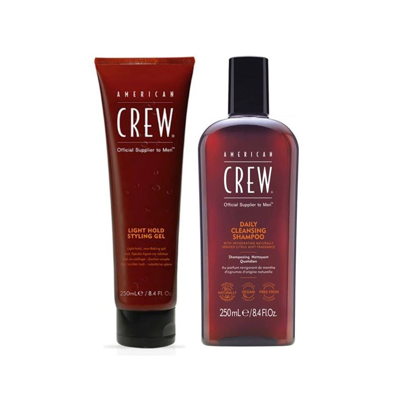 American Crew Light Hold Styling Gel 8.4oz Tube, Daily Shampoo 8.45oz