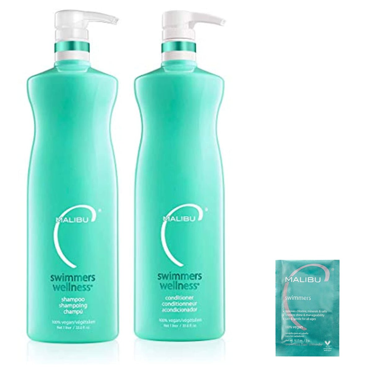 Malibu C Swimmers Shampoo and Conditioner Liter Duo, Crystal Gel