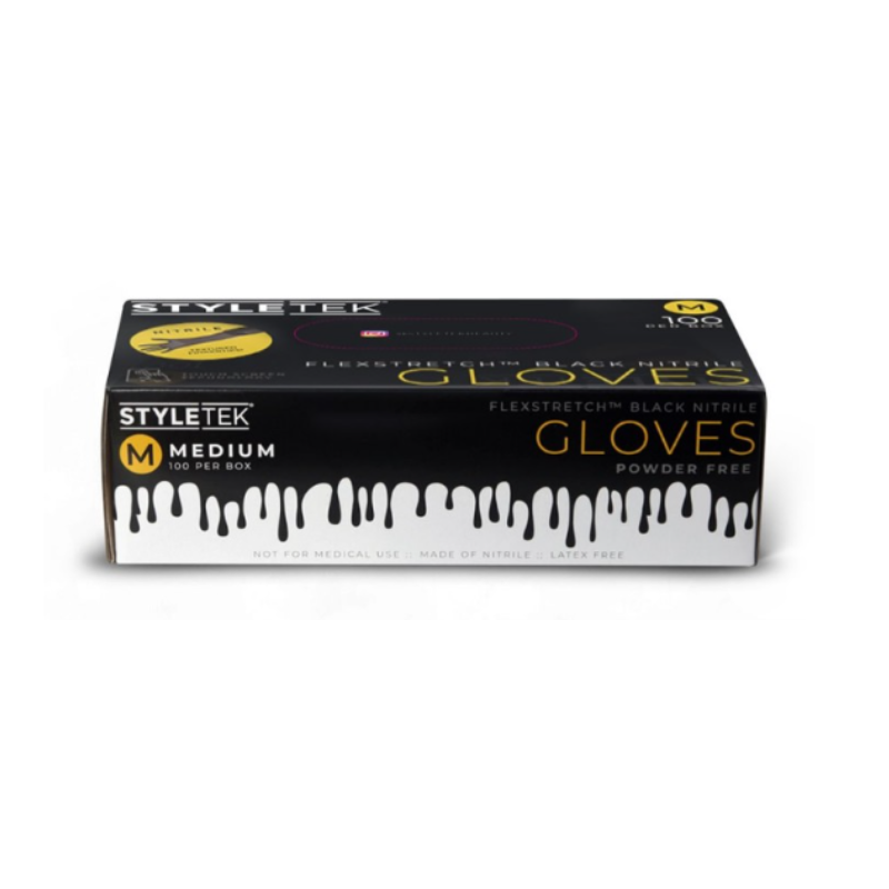 Styletek Black Nitrile Gloves 100pk